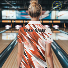 Load image into Gallery viewer, Custom Orange Bowling Team Women Quarter-Zip Shirts, Bowling League Shirt Bowler Jerseys IPHW11426