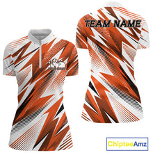 Load image into Gallery viewer, Custom Orange Bowling Team Women Quarter-Zip Shirts, Bowling League Shirt Bowler Jerseys IPHW11426