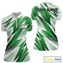 Load image into Gallery viewer, Custom Green Bowling Team Women Quarter-Zip Shirts, Bowling League Shirt Bowler Jerseys IPHW11427