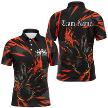 Load image into Gallery viewer, Black And Orange Custom Flame Bowling Shirts For Men, Bowling Team Shirt Bowling Uniform Outfit IPHW7400