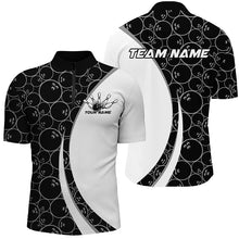 Load image into Gallery viewer, Black And White Custom Retro Bowling Shirts For Men, Classic Vintage Bowling Team Shirt IPHW7411