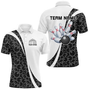 Black And White Custom Retro Bowling Shirts For Men, Classic Vintage Bowling Team Shirt IPHW7412