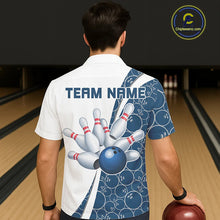 Load image into Gallery viewer, Black And Navy Blue Custom Retro Bowling Shirts For Men And Women, Classic Vintage Bowling Team Shirt IPHW7413