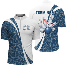 Load image into Gallery viewer, Black And Navy Blue Custom Retro Bowling Shirts For Men, Classic Vintage Bowling Team Shirt IPHW7413