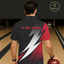 Load image into Gallery viewer, Black And Red Custom Bowling Jerseys, Bowling Hawaiian Team Shirts For Men Tournament Outfits IPHW7706
