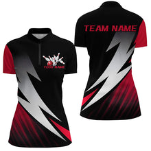 Load image into Gallery viewer, Black And Red Custom Bowling Jerseys, Bowling Team Shirts For Women Bowling Outfits IPHW7706