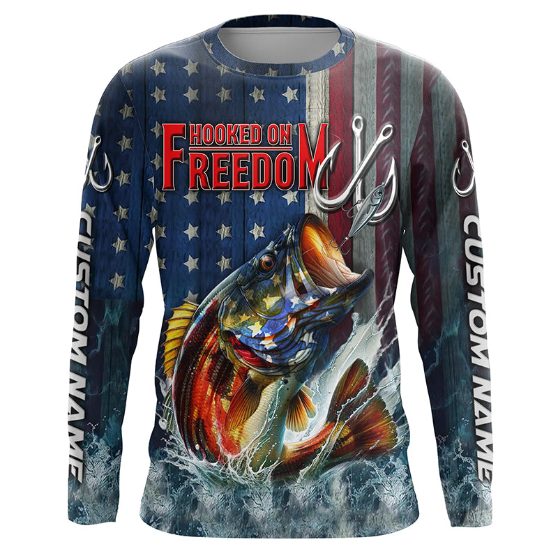 American Flag Bass Custom Fishing Shirts, Patriotic Bass Fishing Jerseys For Men, Women And Kid IPHW5763