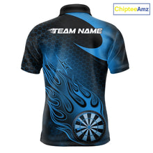 Load image into Gallery viewer, Custom Black And Blue Flame Dartboard Darts Team Shirts, Dart Tournament Outfits Dart Jerseys For Players IPHW10411