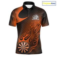 Load image into Gallery viewer, Custom Black And Orange Flame Dartboard Darts Team Shirts, Dart Tournament Outfits Dart Jerseys For Players IPHW10412