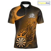 Load image into Gallery viewer, Custom Black And Yellow Flame Dartboard Darts Team Shirts, Dart Tournament Outfits Dart Jerseys For Players IPHW10413