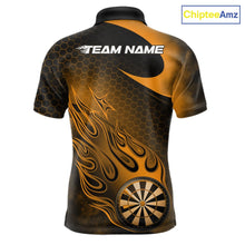 Load image into Gallery viewer, Custom Black And Yellow Flame Dartboard Darts Team Shirts, Dart Tournament Outfits Dart Jerseys For Players IPHW10413