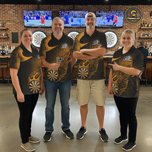 Load image into Gallery viewer, Custom Black And Yellow Flame Dartboard Darts Team Shirts, Dart Tournament Outfits Dart Jerseys For Players IPHW10413