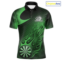 Load image into Gallery viewer, Custom Black And Green Flame Dartboard Darts Team Shirts, Dart Tournament Outfits Dart Jerseys For Players IPHW10414