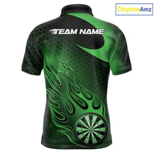 Load image into Gallery viewer, Custom Black And Green Flame Dartboard Darts Team Shirts, Dart Tournament Outfits Dart Jerseys For Players IPHW10414