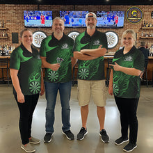 Load image into Gallery viewer, Custom Black And Green Flame Dartboard Darts Team Shirts, Dart Tournament Outfits Dart Jerseys For Players IPHW10414