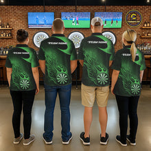 Load image into Gallery viewer, Custom Black And Green Flame Dartboard Darts Team Shirts, Dart Tournament Outfits Dart Jerseys For Players IPHW10414
