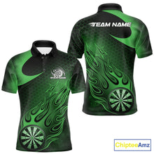 Load image into Gallery viewer, Custom Black And Green Flame Dartboard Darts Team Shirts, Dart Tournament Outfits Dart Jerseys For Players IPHW10414