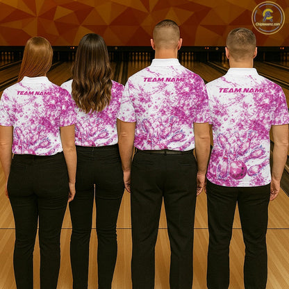 Custom Sparkling Pink Ice Cystal Bowling Shirts For Men, Women And Kid, Team Tournament Outfits Multi Styles IPHW10419