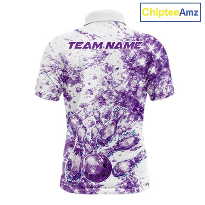 Custom Sparkling Purple Ice Cystal Bowling Shirts For Men, Women And Kid, Team Tournament Outfits Multi Styles IPHW10421