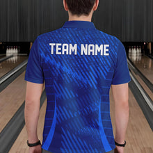 Load image into Gallery viewer, Custom Blue Bowling Team Polo Shirts For Men, Bowling Tournament Bowling League Shirt IPHW8536