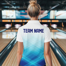 Load image into Gallery viewer, Custom Blue Bowling Team Womens Quarter-Zip Shirts, Bowling Tournament Bowling League Shirt IPHW8539