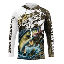 Load image into Gallery viewer, Custom Walleye Fishing Jerseys, Walleye Long Sleeve Fishing League Shirts | Grass Camo IPHW6362