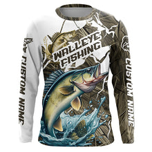 Load image into Gallery viewer, Custom Walleye Fishing Jerseys, Walleye Long Sleeve Fishing League Shirts | Grass Camo IPHW6362
