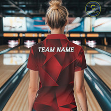Load image into Gallery viewer, Custom Red Fragmental Pattern Women Bowling Team Quarter-Zip Shirt, Bowling Jerseys IPHW11436
