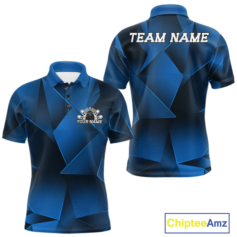 Blue and black sports jersey with geometric design, customizable text, and Chiptee Amz branding.