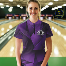 Load image into Gallery viewer, Custom Purple Fragmental Pattern Background Women Bowling Team Quarter-Zip Shirt IPHW11438
