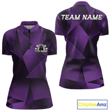 Load image into Gallery viewer, Custom Purple Fragmental Pattern Background Women Bowling Team Quarter-Zip Shirt IPHW11438