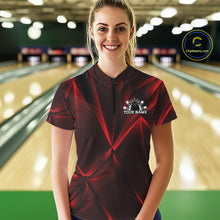 Load image into Gallery viewer, Custom Red Fragmental Pattern Background Women Bowling Quarter-Zip Shirt, Bowling Jersey IPHW11439