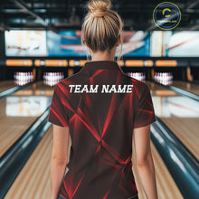 Load image into Gallery viewer, Custom Red Fragmental Pattern Background Women Bowling Quarter-Zip Shirt, Bowling Jersey IPHW11439