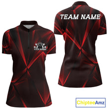 Load image into Gallery viewer, Custom Red Fragmental Pattern Background Women Bowling Quarter-Zip Shirt, Bowling Jersey IPHW11439