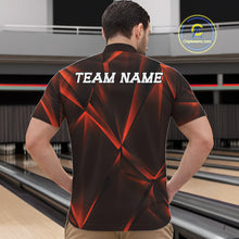 Load image into Gallery viewer, Man wearing an orange bowling shirt with 'TEAM NAME' on the back in a bowling alley.
