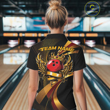 Load image into Gallery viewer, Person wearing a bowling shirt with 'Team Name' on the back in a bowling alley.