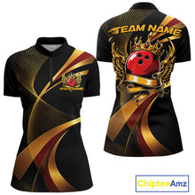 Load image into Gallery viewer, Bowling jersey with red bowling ball design on black background, featuring 'Team Name' text.