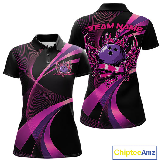 Black and purple bowling team shirt with 'Team Name' text on a white background