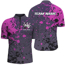 Load image into Gallery viewer, Custom Purple Splatter Bowling Polo Shirts For Men, Custom Bowling Uniforms Bowling Jerseys IPHW7092