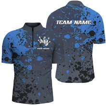 Load image into Gallery viewer, Custom Blue Splatter Bowling Polo Shirts For Men, Custom Bowling Uniforms Bowling Jerseys IPHW7093