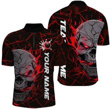 Load image into Gallery viewer, Custom Red Flame Skull Bowling Shirts For Men, Halloween Bowling Team Outfits IPHW7097