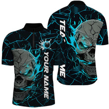 Load image into Gallery viewer, Custom Blue Flame Skull Bowling Shirts For Men, Halloween Bowling Team Outfits IPHW7098