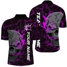 Load image into Gallery viewer, Custom Purple Flame Skull Bowling Shirts For Men, Halloween Bowling Team Outfits IPHW7099