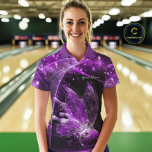 Load image into Gallery viewer, Custom Ethereal Purple Butterfly Bowling Team Women Polo Shirts, Ladies Bowling Outfit IPHW10245