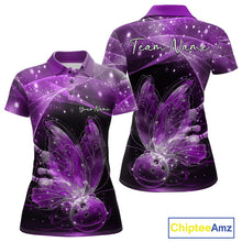 Load image into Gallery viewer, Custom Ethereal Purple Butterfly Bowling Team Women Polo Shirts, Ladies Bowling Outfit IPHW10245