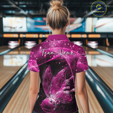 Load image into Gallery viewer, Custom Ethereal Pink Butterfly Bowling Women Quarter-Zip Shirts, Ladies Bowling Outfit IPHW10246