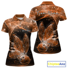 Load image into Gallery viewer, Custom Ethereal Orange Butterfly Bowling Team Women Polo Shirts, Ladies Bowling Outfit IPHW10247