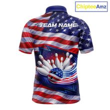 Load image into Gallery viewer, Custom Patriotic US Flag Bowling Team Shirts, 4Th Of July Bowling League Shirt Freedom Bowling Jerseys IPHW10426