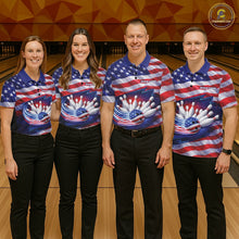 Load image into Gallery viewer, Custom Patriotic US Flag Bowling Team Shirts, 4Th Of July Bowling League Shirt Freedom Bowling Jerseys IPHW10426