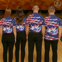 Load image into Gallery viewer, Custom Patriotic US Flag Bowling Team Shirts, 4Th Of July Bowling League Shirt Freedom Bowling Jerseys IPHW10426